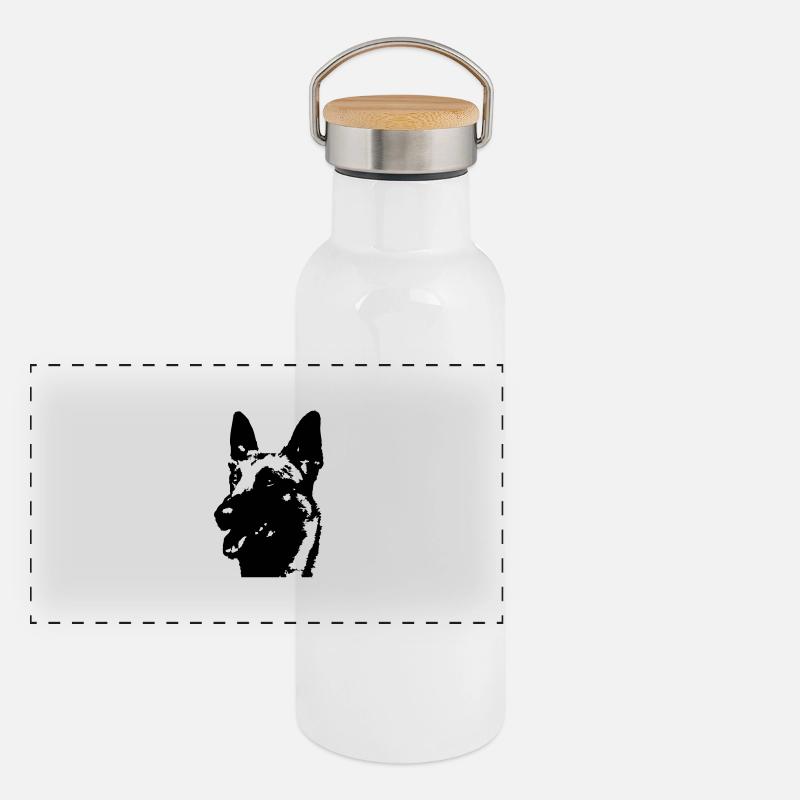 Malinois Panorama Thermosflasche mit Bambusdeckel