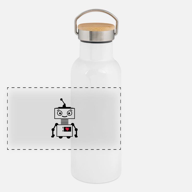 roboter_herz_2 Panorama Thermosflasche mit Bambusdeckel