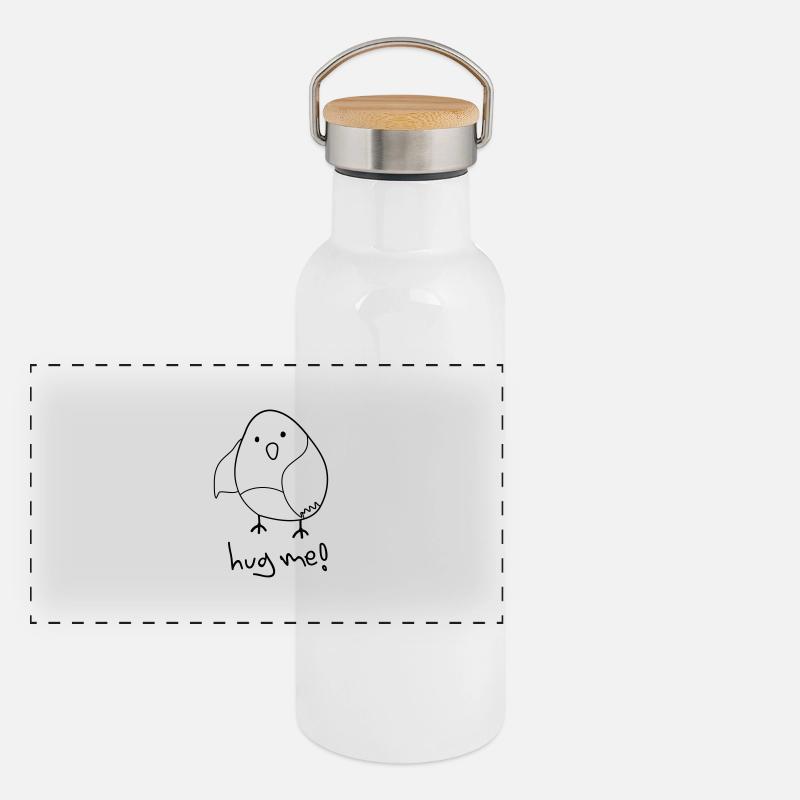 hug me! (Cute Bird) Panorama Thermosflasche mit Bambusdeckel