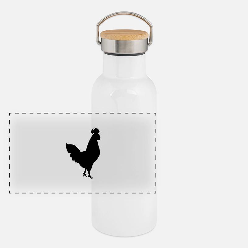 rooster silhouette design Panoramic Thermal Bottle with Bamboo Lid