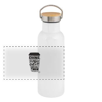Ohne Kaffee... - Panorama Thermosflasche mit Bambusdeckel - Weiß - Vorne