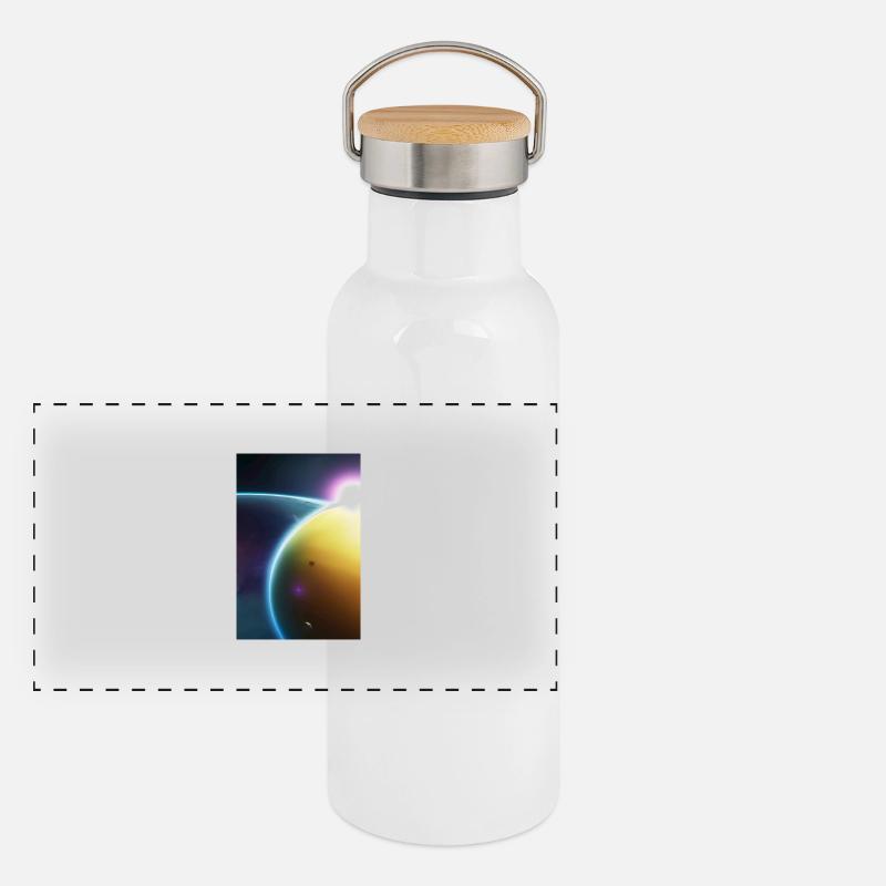 Space, Planets Panoramic Thermal Bottle with Bamboo Lid