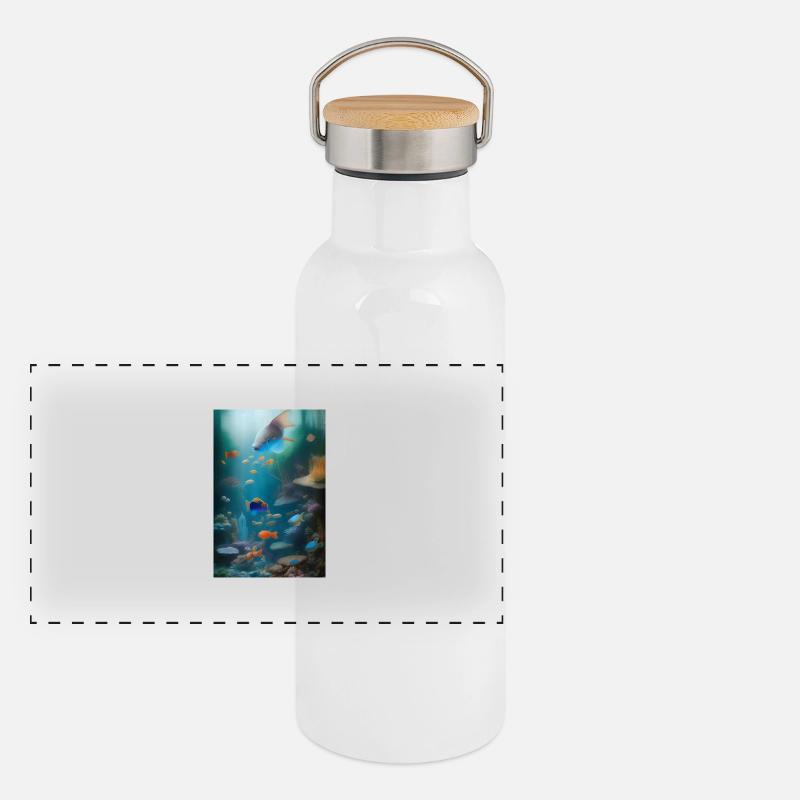 Fish, Aquarium Panoramic Thermal Bottle with Bamboo Lid