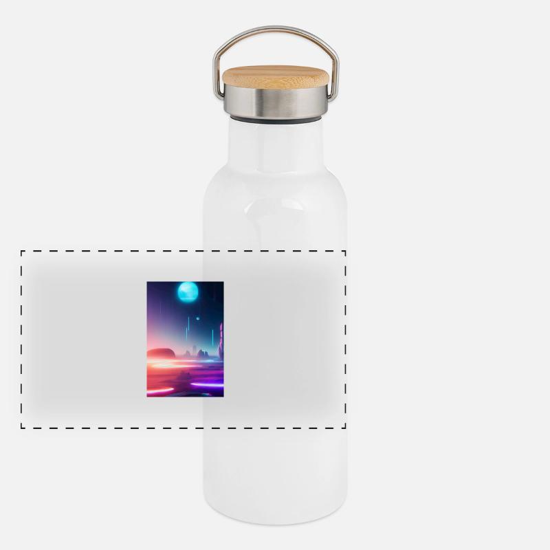Futuristic space Panoramic Thermal Bottle with Bamboo Lid