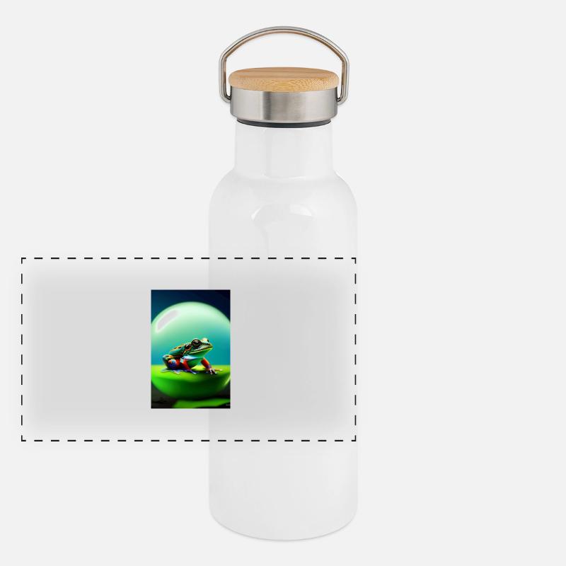 Grenouille colorée Gourde isotherme avec bouchon en bambou