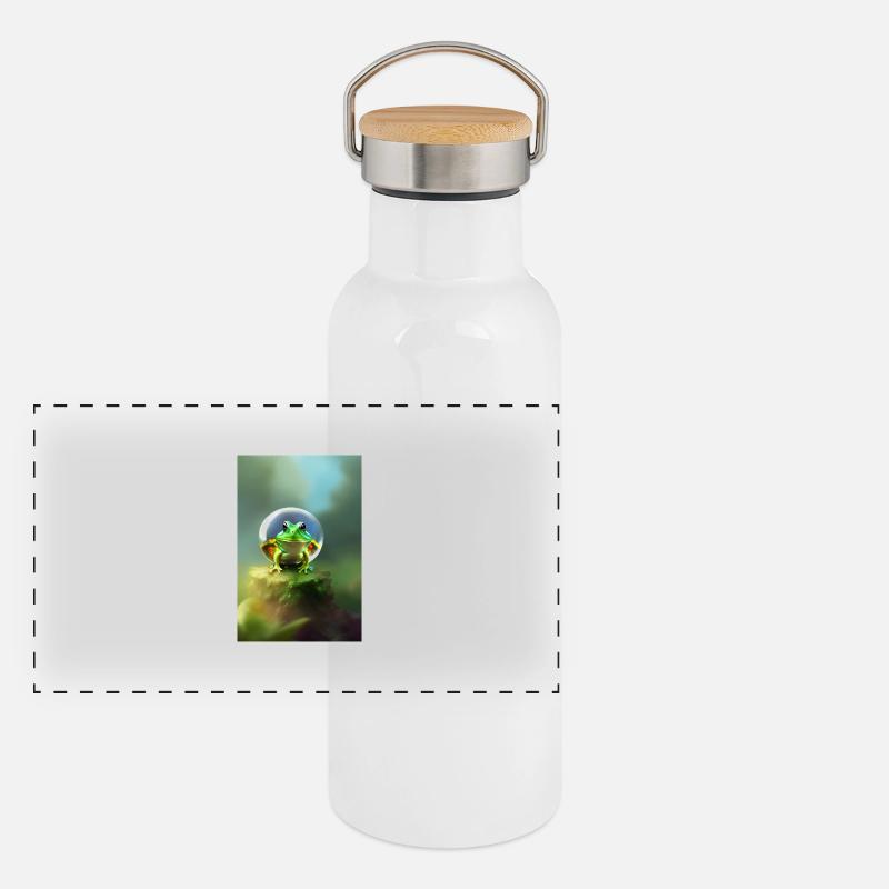 Frosch Kugel Panorama Thermosflasche mit Bambusdeckel