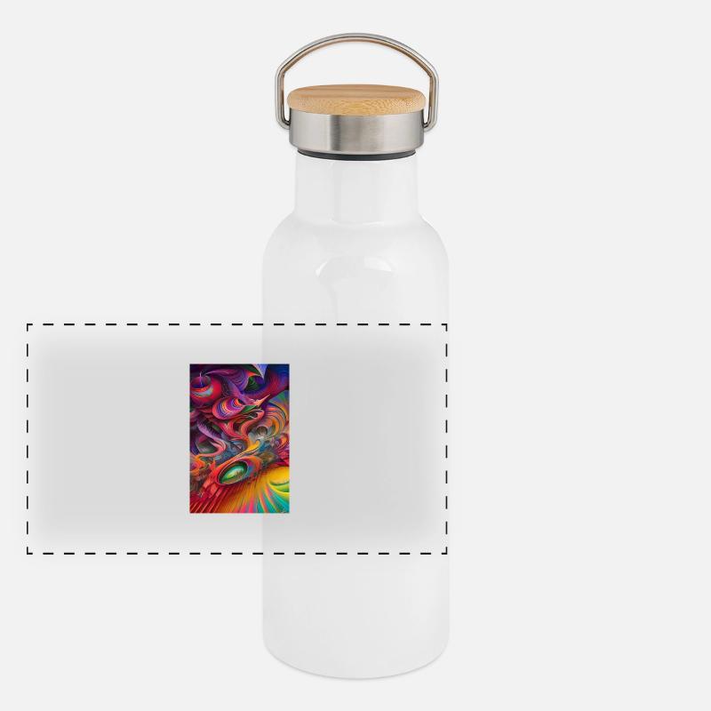 Abstrakte Kunst Panorama Thermosflasche mit Bambusdeckel