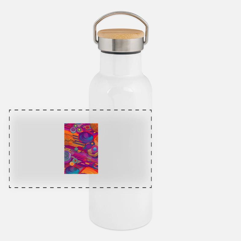 Retro Pattern Panoramic Thermal Bottle with Bamboo Lid