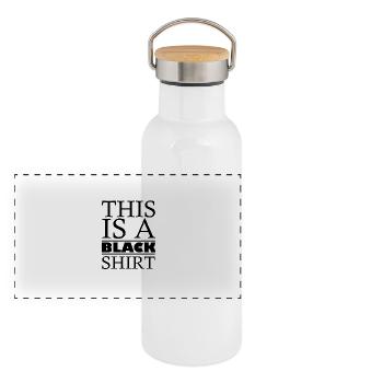 Black Shirt - Panoramic Thermal Bottle with Bamboo Lid - white - Front
