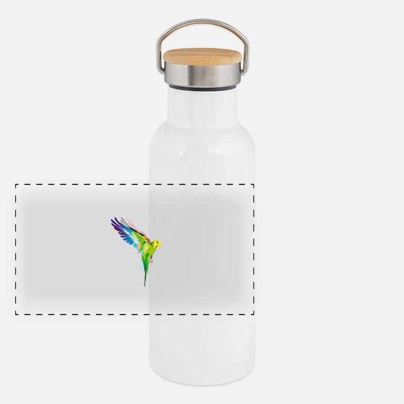 Budgerigar Panoramic Thermal Bottle with Bamboo Lid