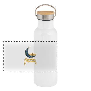 Ramadan Gift Eid Mubarak Islam Allah Muslim - Panoramic Thermal Bottle with Bamboo Lid - white - Front