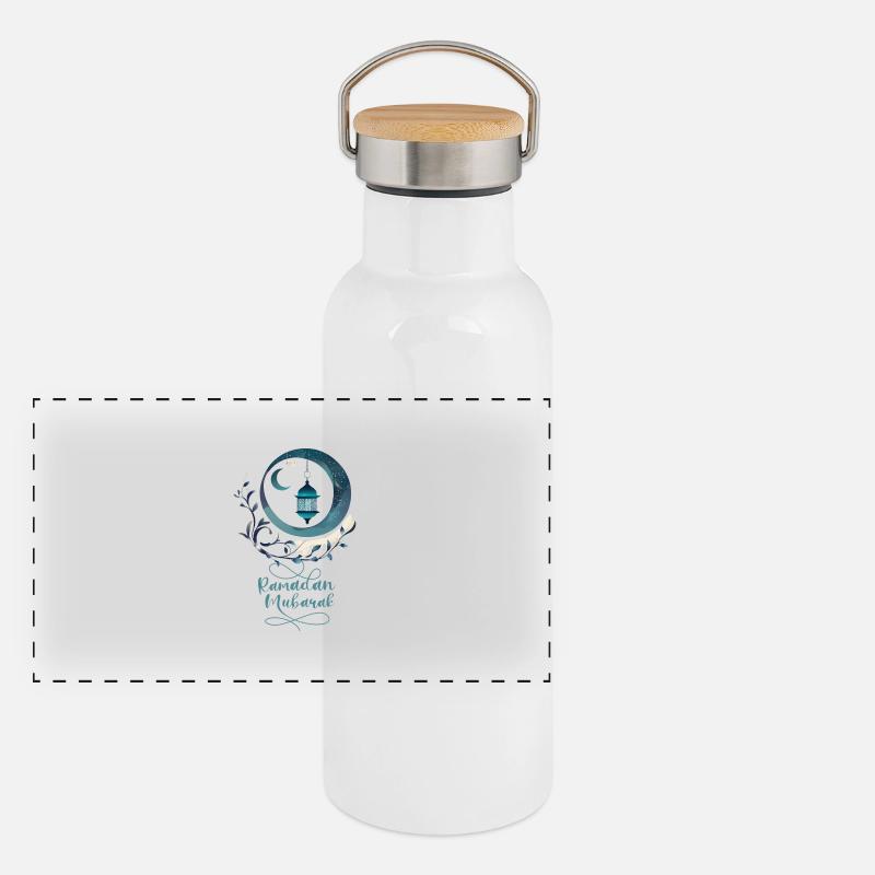 Ramadan Geschenk Eid Mubarak Islam Allah Muslim Panorama Thermosflasche mit Bambusdeckel