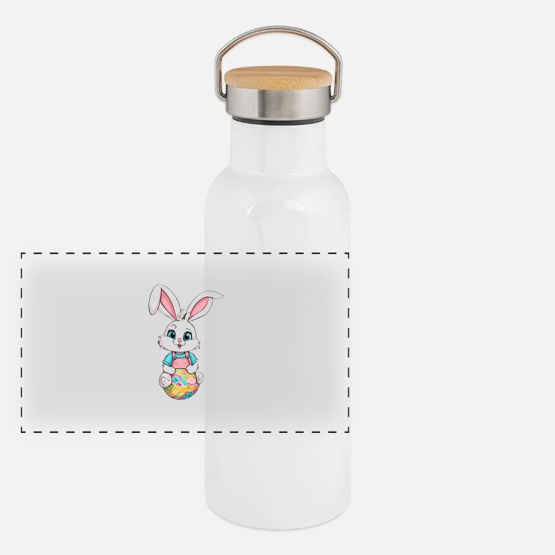 Easter bunny with Easter eggs - Panoramic Thermal Bottle with Bamboo Lid - white