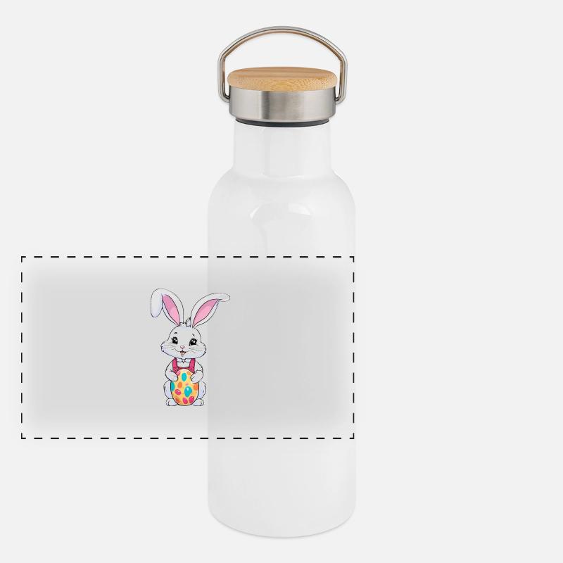 Easter bunny with Easter eggs Panoramic Thermal Bottle with Bamboo Lid