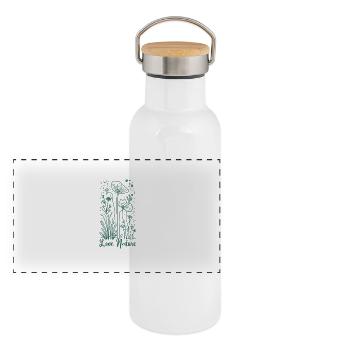 Aimez la nature - Gourde isotherme avec bouchon en bambou - blanc - Devant