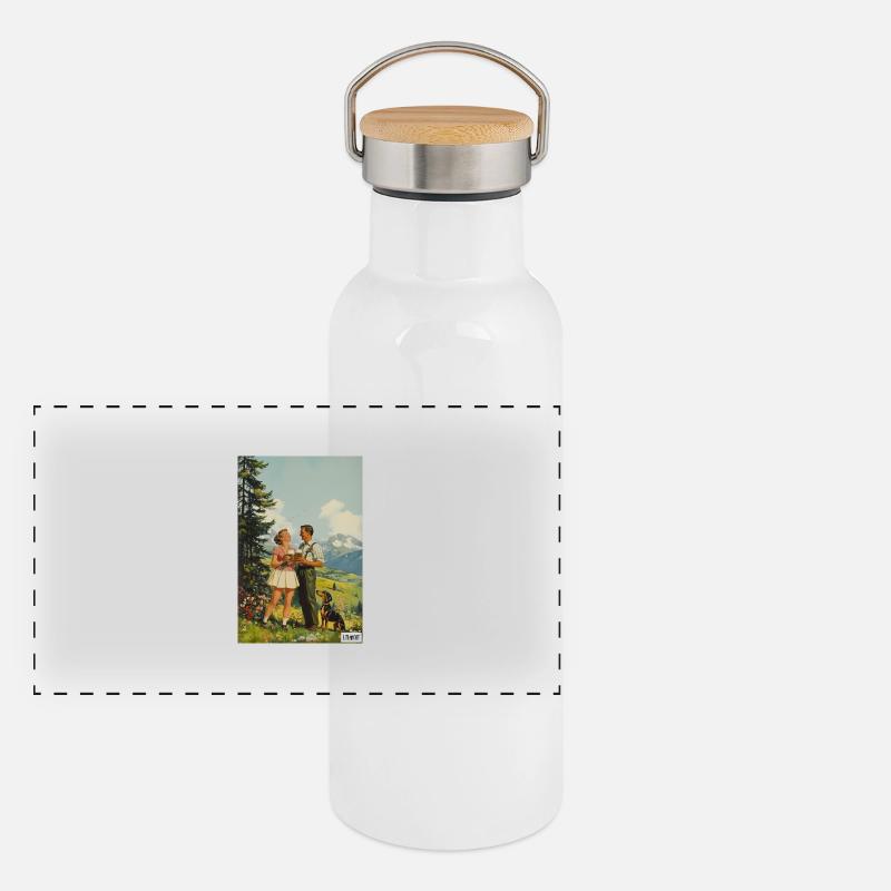 Abreuvoirs du sommet Gourde isotherme avec bouchon en bambou