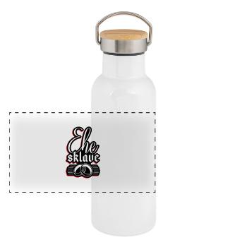 Ehe Sklave Hochzeit Junggesellenabschied - Panorama Thermosflasche mit Bambusdeckel - Weiß - Vorne