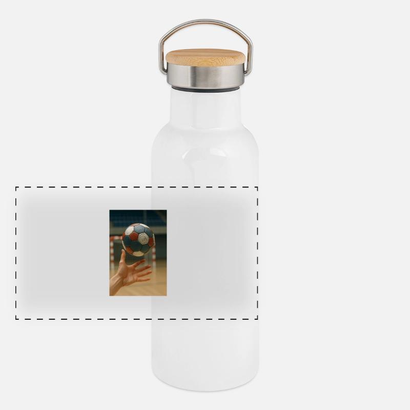 Handball Panorama Thermosflasche mit Bambusdeckel