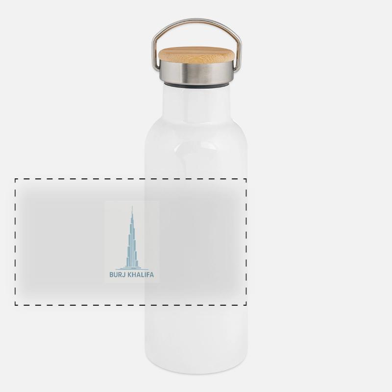 Burj Khalifa Panorama Thermosflasche mit Bambusdeckel