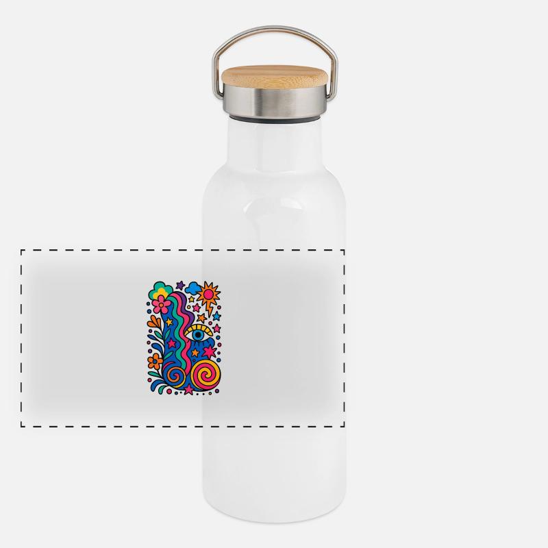 Exzentrisches Buntes Design Panorama Thermosflasche mit Bambusdeckel