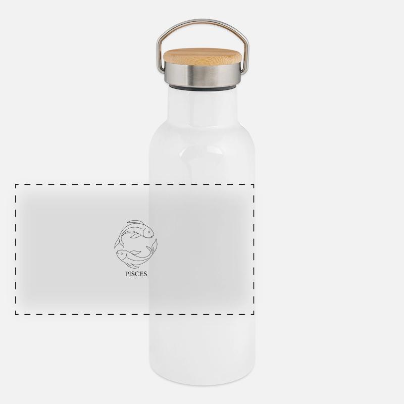 Fische Sternzeichen Panorama Thermosflasche mit Bambusdeckel