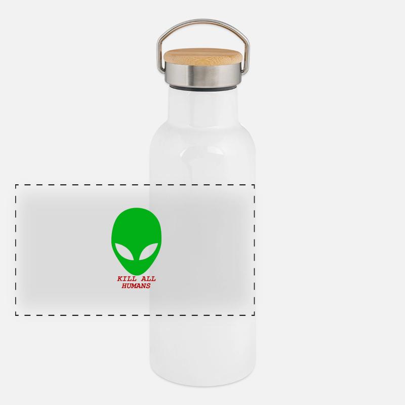 KILL ALL HUMANS Panorama Thermosflasche mit Bambusdeckel