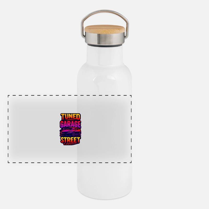 Verchromter Pulse-Overdrive Panorama Thermosflasche mit Bambusdeckel