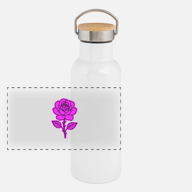 Rose Kontur Panorama Thermosflasche mit Bambusdeckel