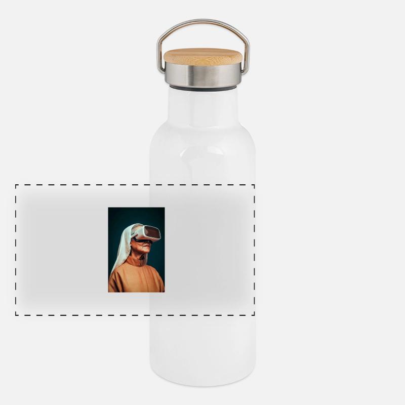 Künftiger Glaube an Virtual Reality Panorama Thermosflasche mit Bambusdeckel