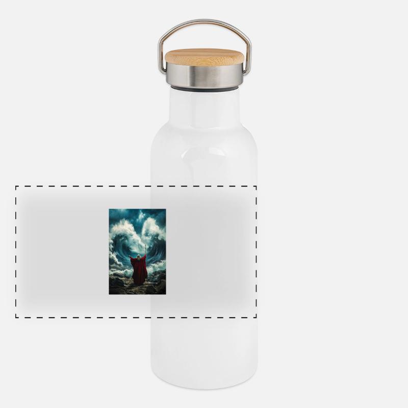 Divine Force Splits the Sea Panoramic Thermal Bottle with Bamboo Lid