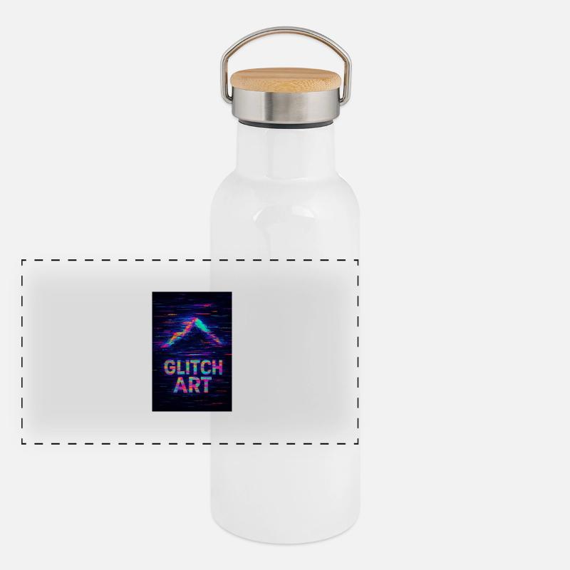 Glitch Art Gourde isotherme avec bouchon en bambou