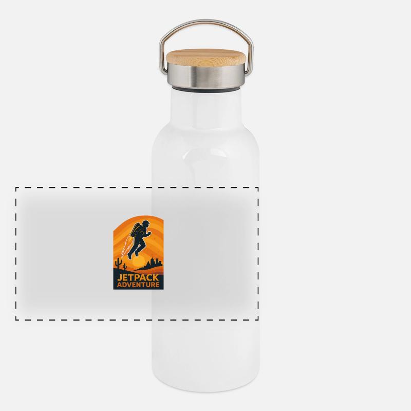 Aventure en jetpack Gourde isotherme avec bouchon en bambou