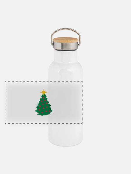 Arbre de Noël - Gourde isotherme avec bouchon en bambou - blanc - Devant