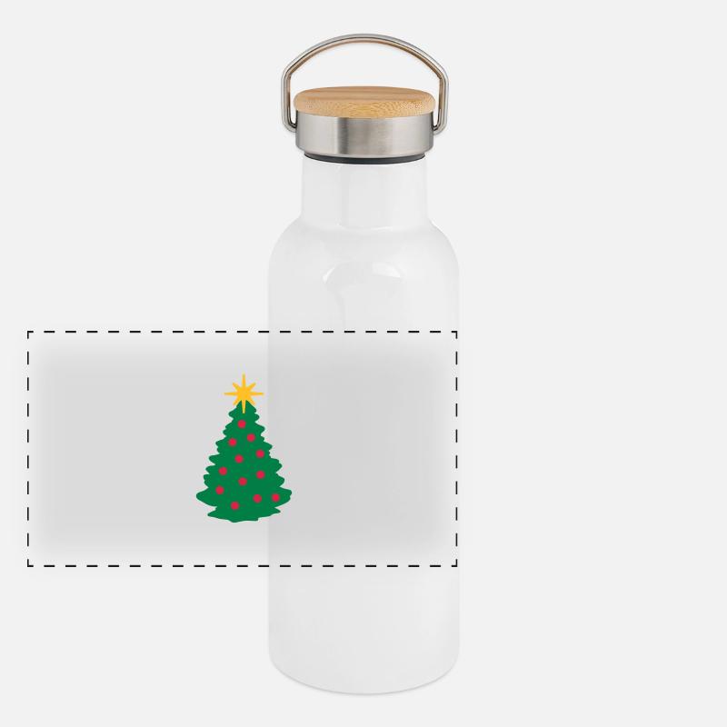 Weihnachtsbaum Panorama Thermosflasche mit Bambusdeckel