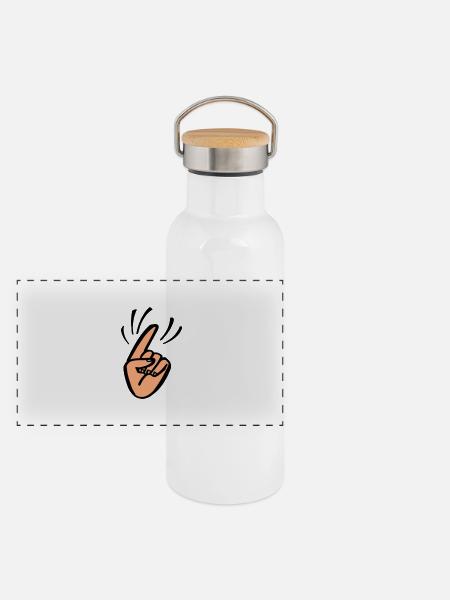 Finger Waggle - Panorama Thermosflasche mit Bambusdeckel - Weiß - Vorne