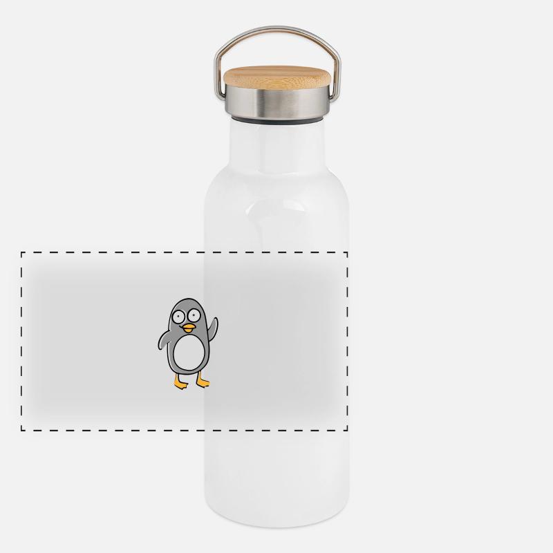 manchot Gourde isotherme avec bouchon en bambou