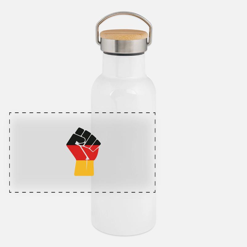 Flaggenfaust Kraft der Einheit Panorama Thermosflasche mit Bambusdeckel