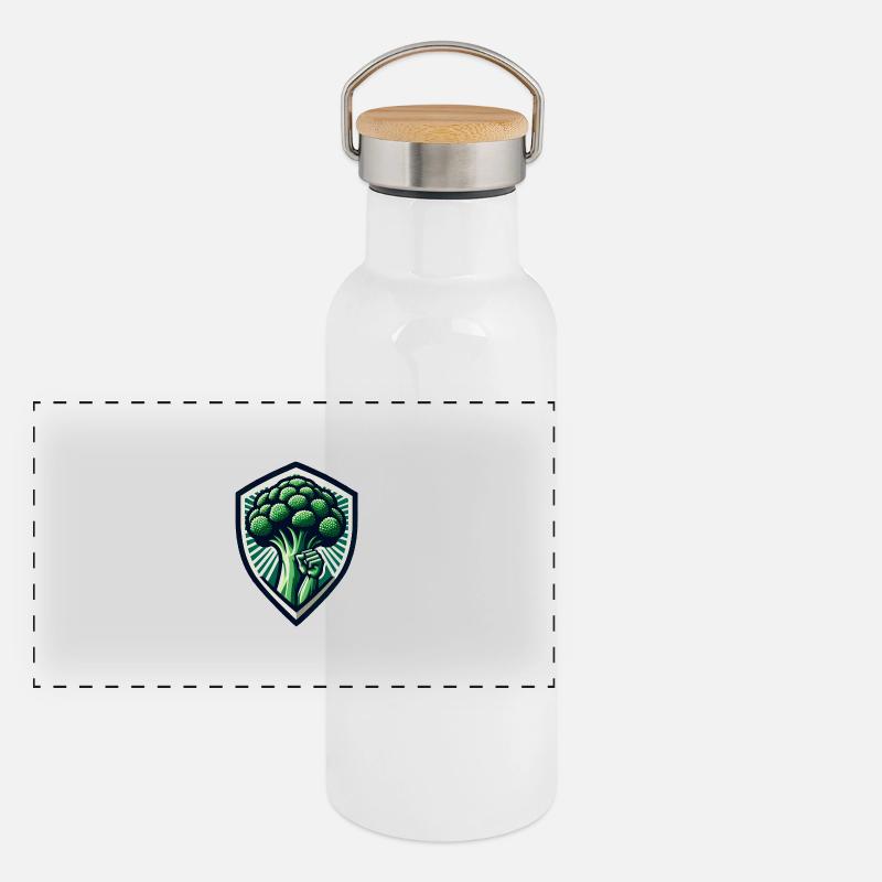 Brokkoli Power Panorama Thermosflasche mit Bambusdeckel