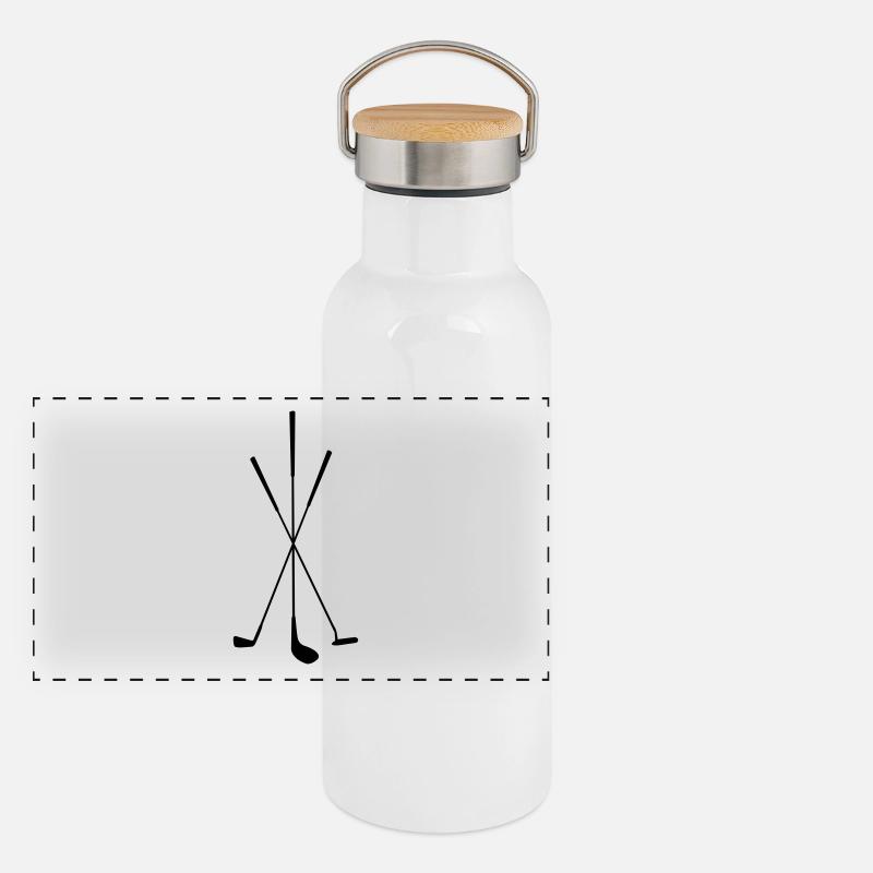 Golf - Golfschläger Panorama Thermosflasche mit Bambusdeckel