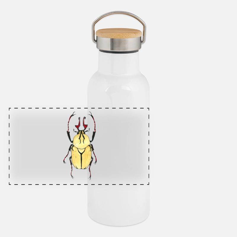 coléoptère bois rouge vif blindés Gourde isotherme avec bouchon en bambou