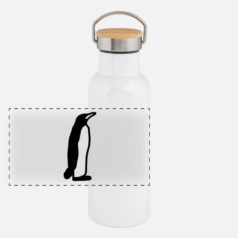 Idée de cadeau de cadeau de pingouin Gourde isotherme avec bouchon en bambou