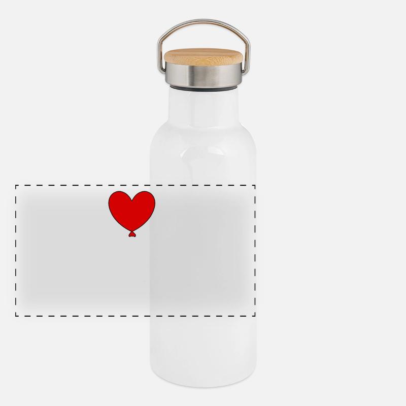 Red Heart Panoramic Thermal Bottle with Bamboo Lid