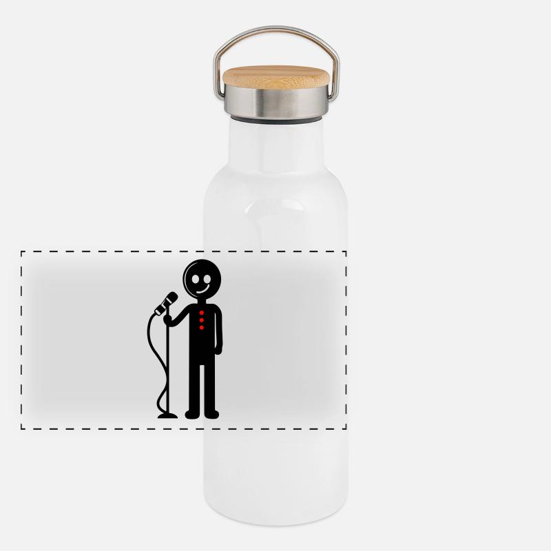 Entertainer Sänger mit Mikrofon Panorama Thermosflasche mit Bambusdeckel