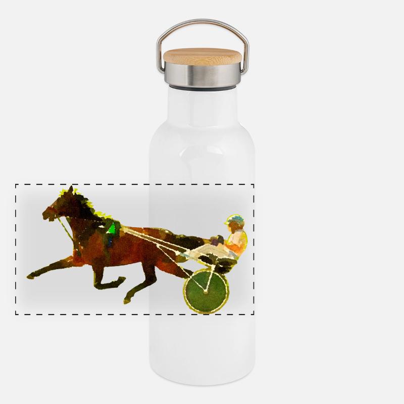 trabrennen pferderennen Panorama Thermosflasche mit Bambusdeckel