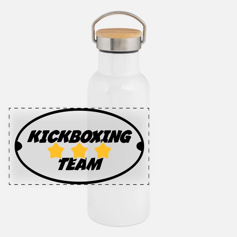 Kickboxen / Kickboxing / Kickboxer / Kick Boxing Panorama Thermosflasche mit Bambusdeckel