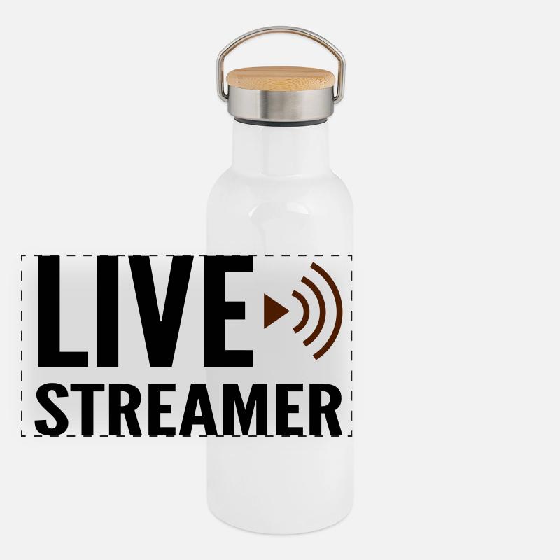 Streamer en direct Gourde isotherme avec bouchon en bambou