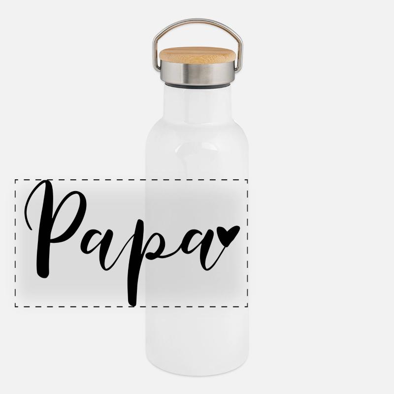 Papa Herz Geschenkidee Panorama Thermosflasche mit Bambusdeckel