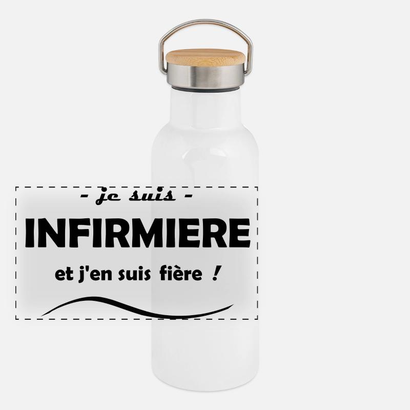 je suis infirmière Gourde isotherme avec bouchon en bambou