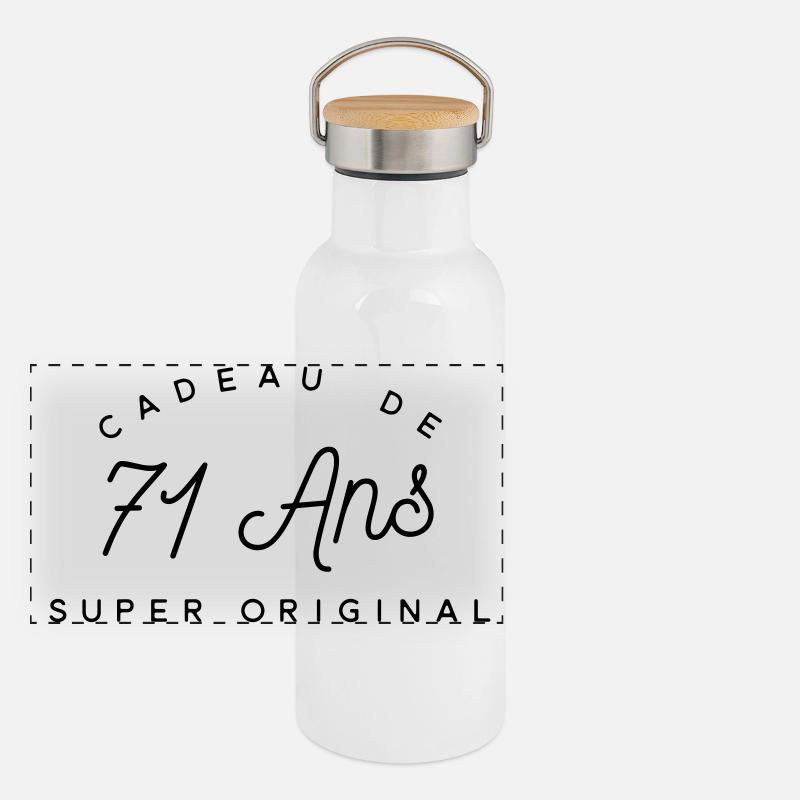 Cadeau 71 ans   Gourde isotherme avec bouchon en bambou