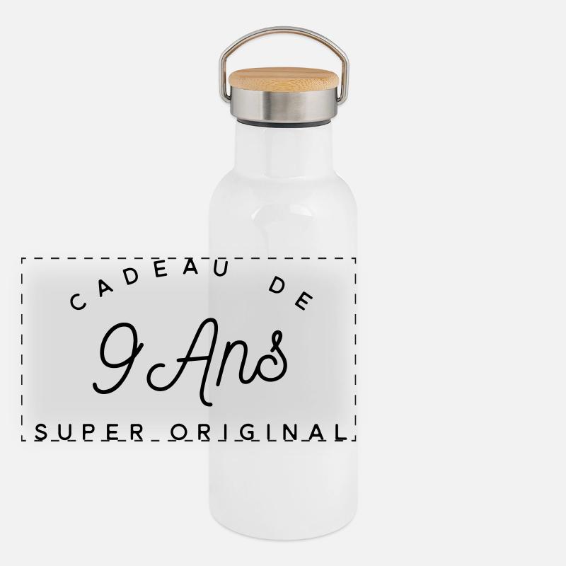 Cadeau 9 ans  Gourde isotherme avec bouchon en bambou